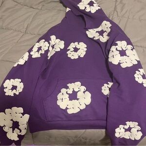 Purple Hoodie with White Floral Patterns